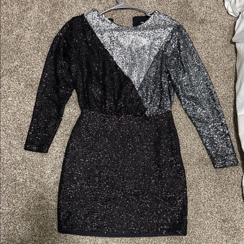 Black and Silver Sequin Dress